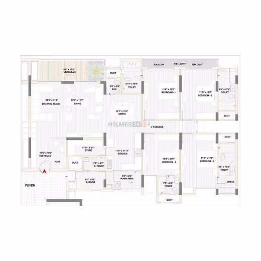 Apollo DB City – 4 BHK floor plan