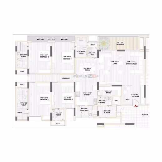 Apollo DB City – 4 BHK (variant) floor plan