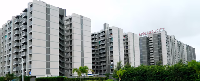 Apollo DB City – delivered towers with the township signage, Nipania, Indore