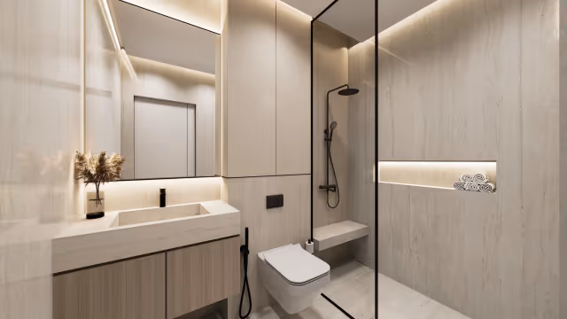 Aspirz – bathroom with walk-in rain shower