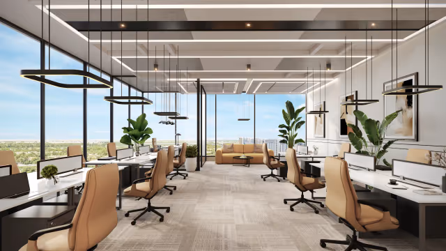 Aspirz – fitted office suite with lounge and panoramic glazing