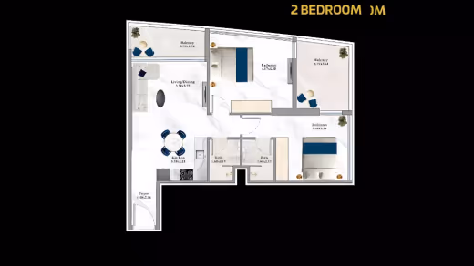 Aspirz by Danube – 2 Bedroom floor plan