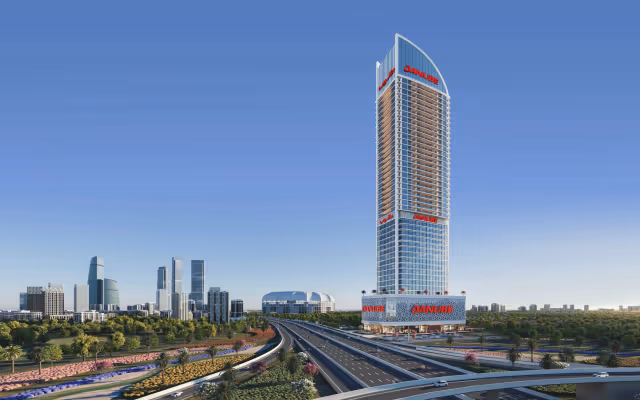 Aspirz – tower exterior beside the Sports City highway interchange