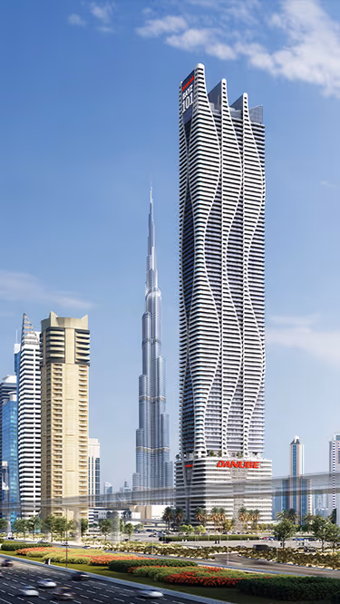 Bayz 101 – day view across Business Bay towards the tower