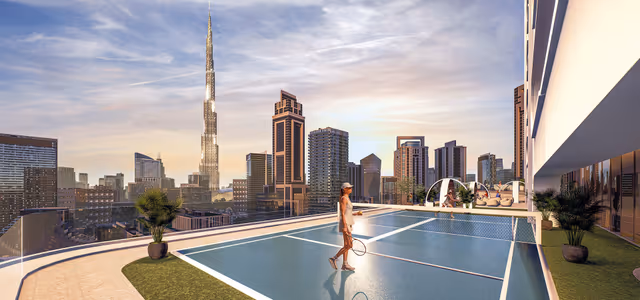 Bayz 101 – tennis court within the amenity decks