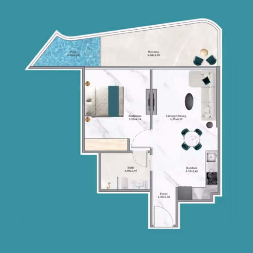 Breez by Danube – 1 Bedroom floor plan