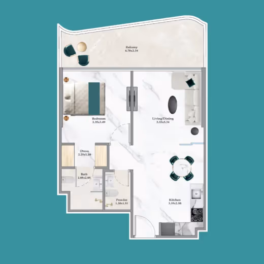 Breez by Danube – Flex 1 Bedroom floor plan