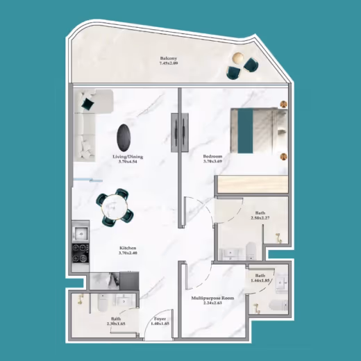 Breez by Danube – Flex 1 Bedroom Premium floor plan