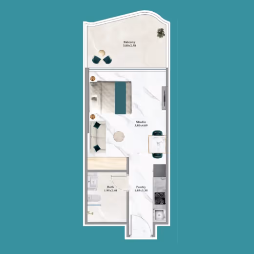 Breez by Danube – Studio floor plan