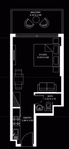 Diamondz by Danube – Studio – Type A floor plan