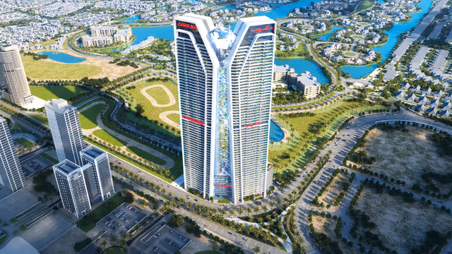 Diamondz by Danube – daytime exterior render of the JLT tower
