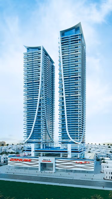 Elitz 2 – angled exterior perspective of the twin towers