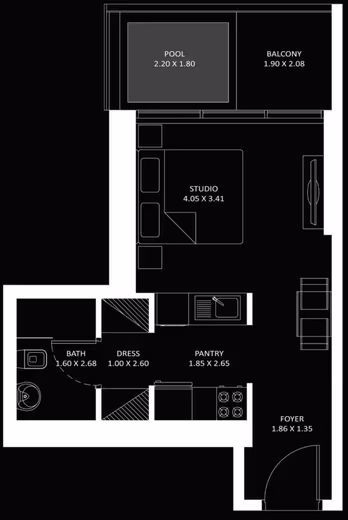 Elitz 2 by Danube – Studio with private pool floor plan