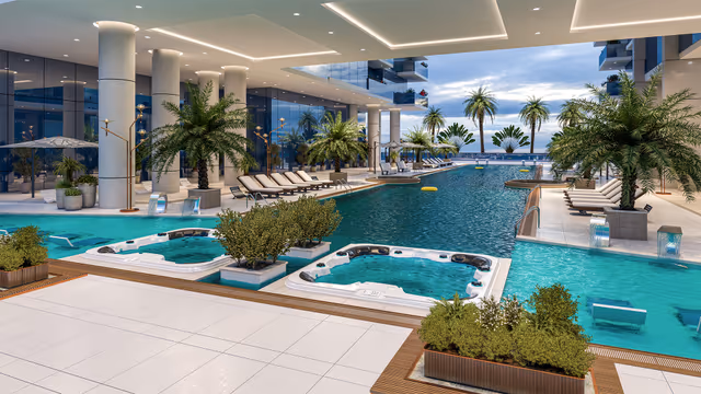 Elitz 2 – pool area with cabana seating