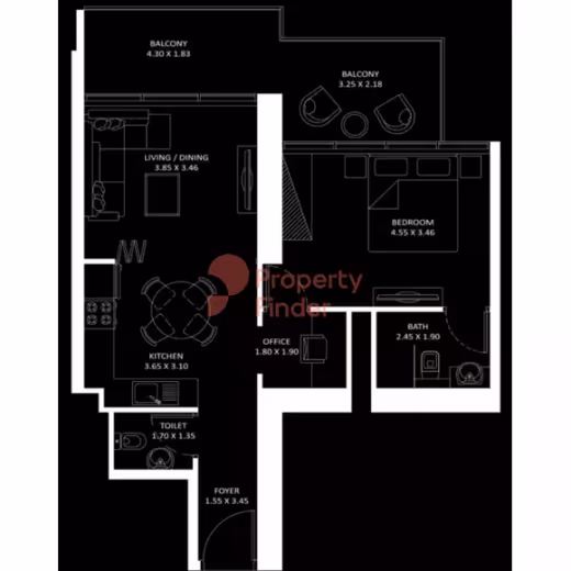 Elitz 3 by Danube – 1 Bedroom floor plan