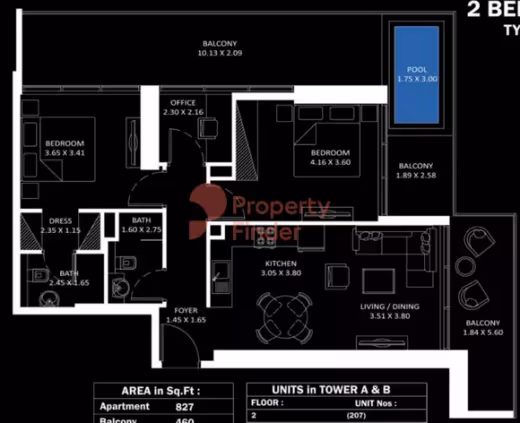 Elitz 3 by Danube – 2 Bedroom floor plan