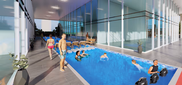 Elitz by Danube – aqua gym pool with in-water treadmills and training equipment