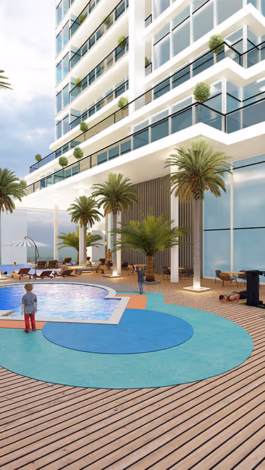 Elitz by Danube – kids' pool on the landscaped podium deck