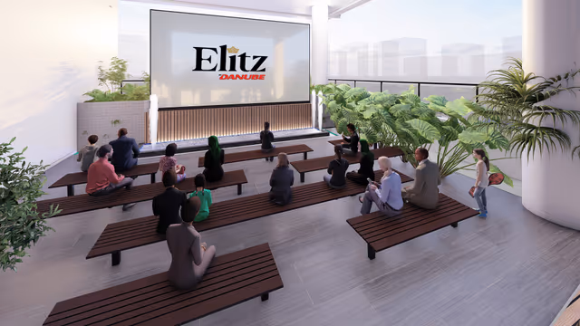 Elitz by Danube – open-air cinema with bench seating on the podium