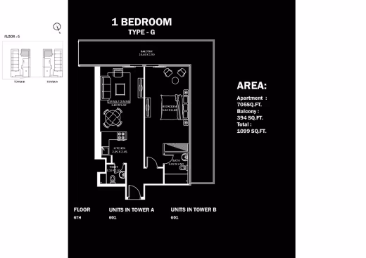 Elitz by Danube – 1 Bedroom – Type G floor plan