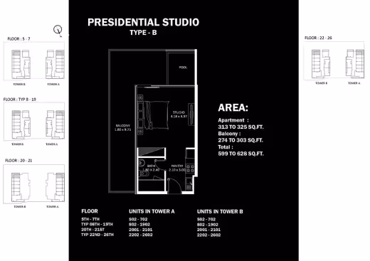 Elitz by Danube – Presidential Studio – Type B floor plan