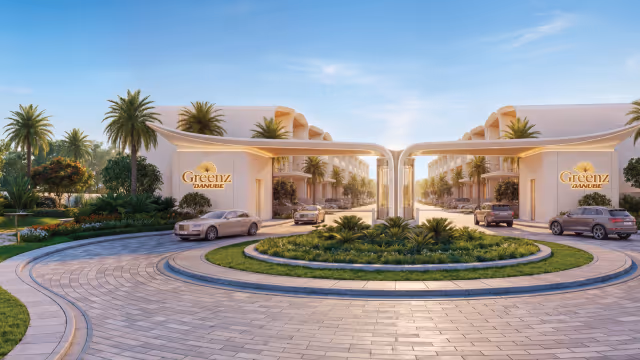 Greenz by Danube – gated community entrance render