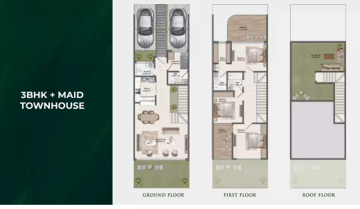 Greenz by Danube – 3BR + maid townhouse floor plan