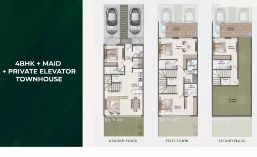 Greenz by Danube – 4BR + maid townhouse with private lift floor plan