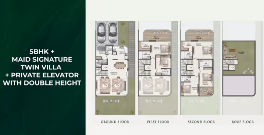 Greenz by Danube – 5BR + maid signature twin villa, double-height living floor plan