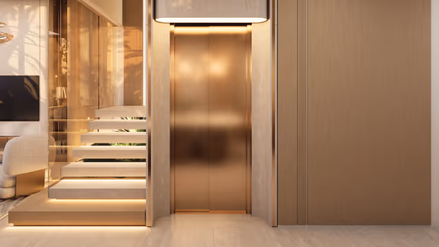 Greenz by Danube – private lift lobby inside villa