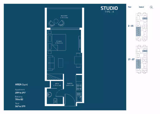 Oasiz 2 by Danube – Studio – Type A floor plan