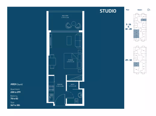 Oasiz by Danube – Studio floor plan