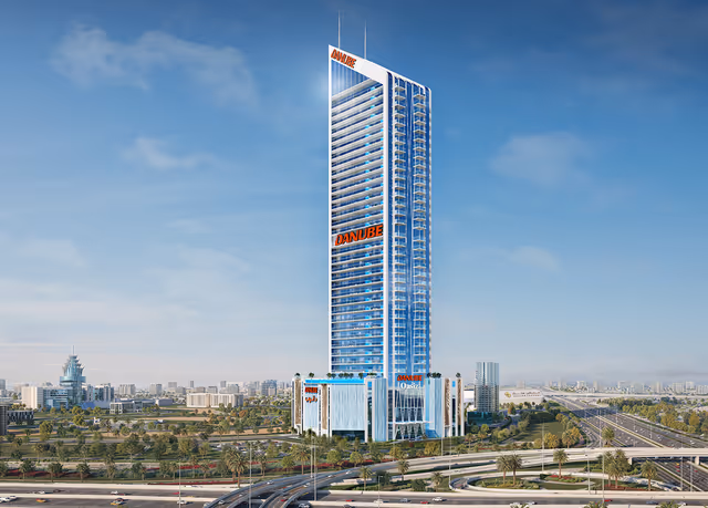 Oasiz by Danube - daytime render of the tower above the DSO interchange