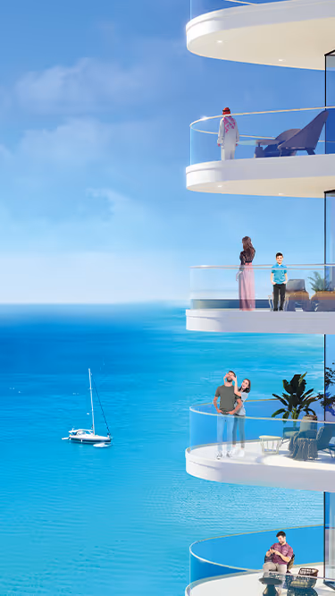 Oceanz 3 – balcony seating at dusk over the water