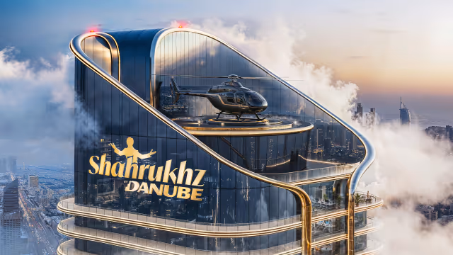 Shahrukhz by Danube – level-56 rooftop helipad above the Dubai skyline