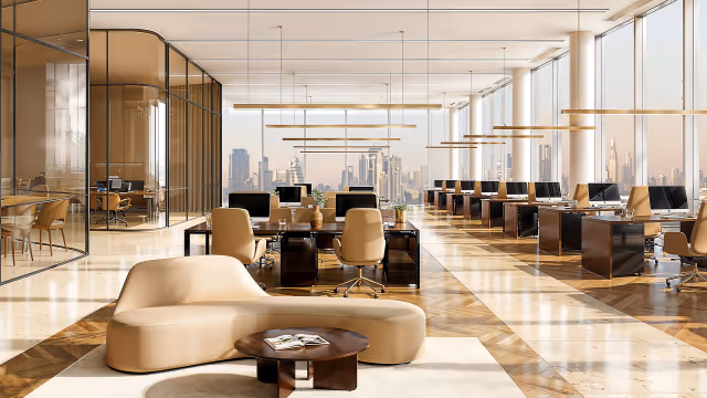 Shahrukhz by Danube – open-plan office floor with meeting cabins