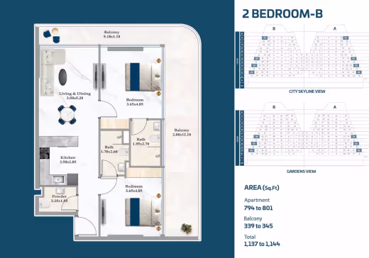 Sparklz by Danube – 2 Bedroom – Type B floor plan