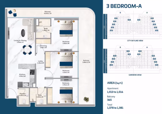 Sparklz by Danube – 3 Bedroom – Type A floor plan