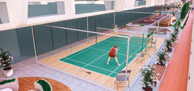 Sportz by Danube – caged badminton court on the sports concourse