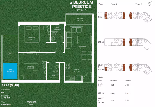 Sportz by Danube – 2 Bedroom Prestige – Type A (pool) floor plan