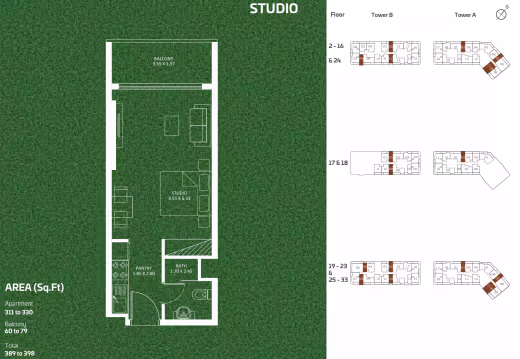 Sportz by Danube – Studio – Type A floor plan