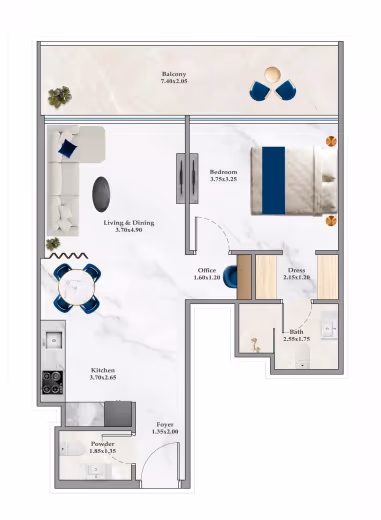 Timez by Danube – 1 Bedroom – Type E floor plan