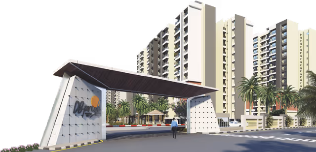 DB Pride – main entrance gate with the high-rise towers behind