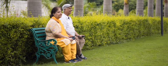 DB Pride – senior residents relaxing in the landscaped garden