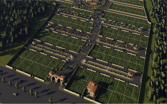 Emerald Nirvana – aerial view of the completed gated plotted layout
