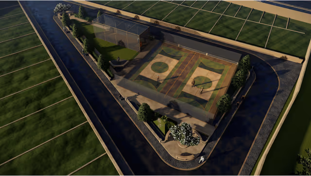 Emerald Nirvana – garden with tennis court