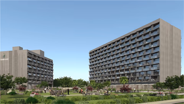 Emerald World Park – two office towers facing the central landscaped plaza