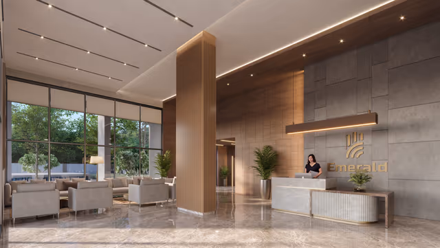 Emerald World Park – double-height entrance lobby with reception