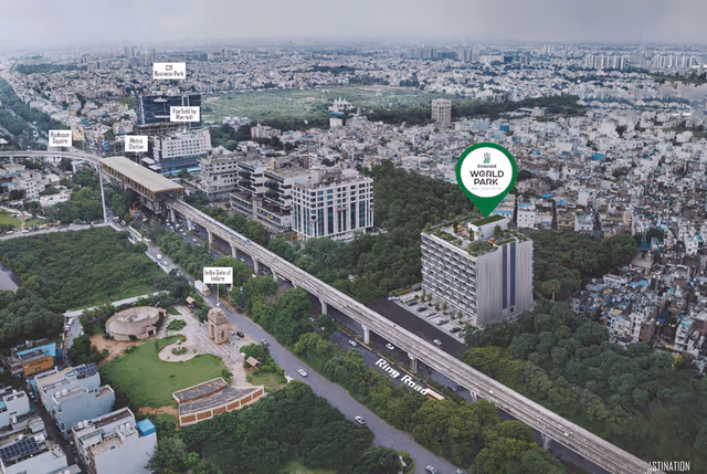 Emerald World Park – site position on Ring Road with metro station and landmarks marked