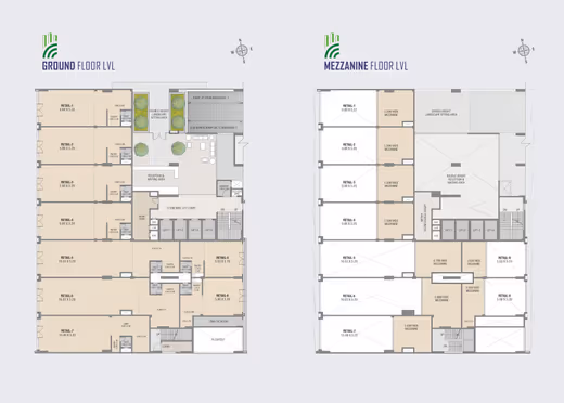 Emerald World Park – Ground and mezzanine retail levels floor plan
